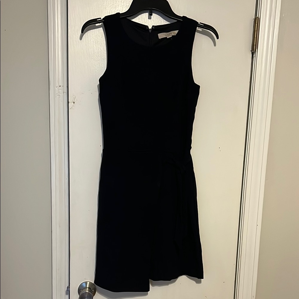 LOFT Black Sheath Mini Dress Crew Neck Sleeveless